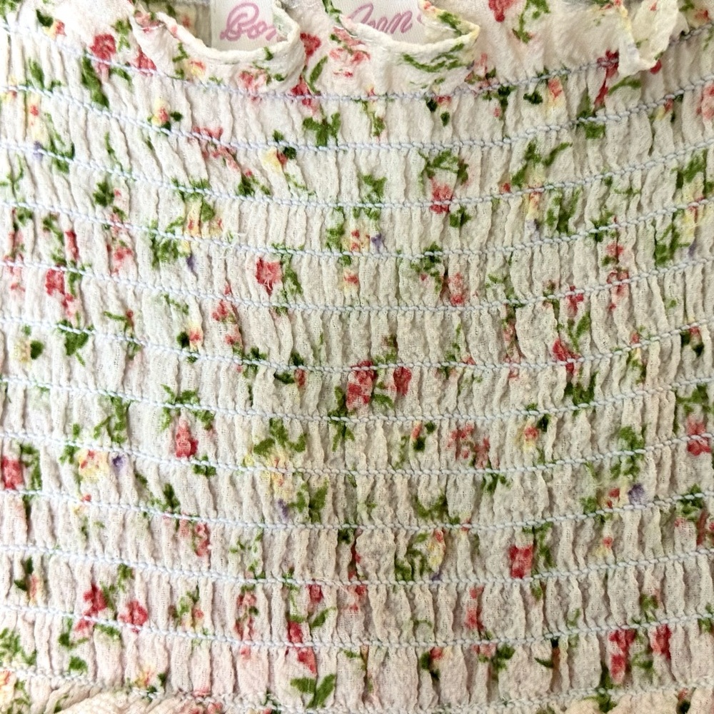 Bonnie Jean Smocked Pink / Yellow Floral Sun Dress - Picture 14 of 16